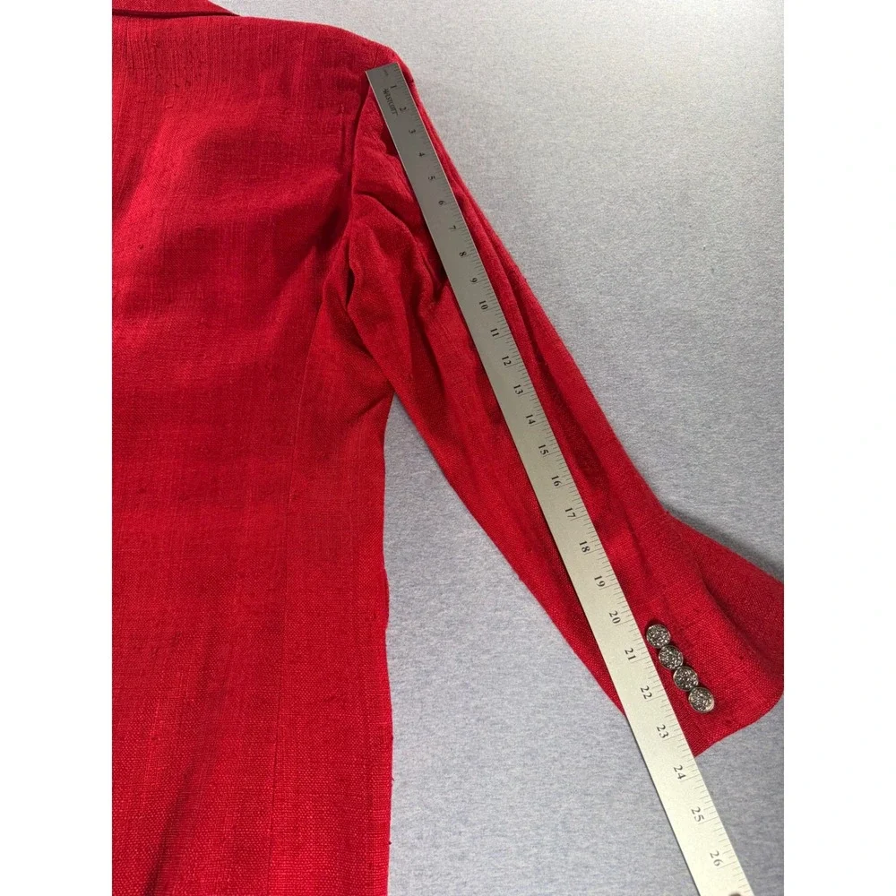 Vtg Kleinhans Men Red 100% Slub Silk Blazer Sport Coat 42L Made in USA 80s 90s